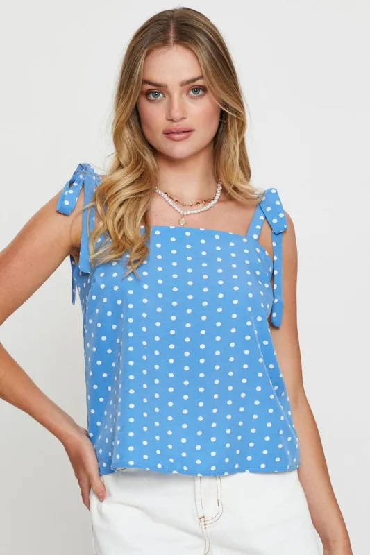 Polka Dot Singlet Top Sleeveless Tie Up sold by Ally Fashion