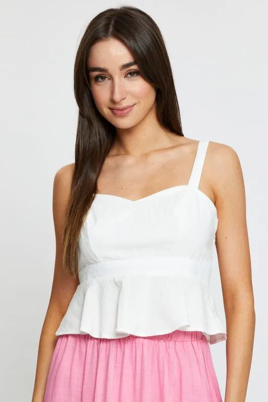 White Peplum Top Sleeveless sold by Ally Fashion