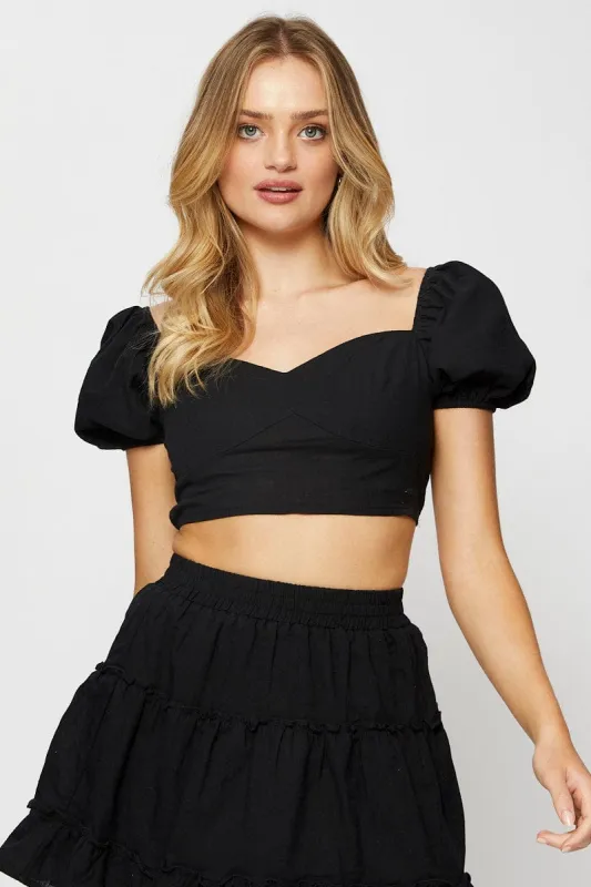 Black Crop Top Short Sleeve sold by Ally Fashion