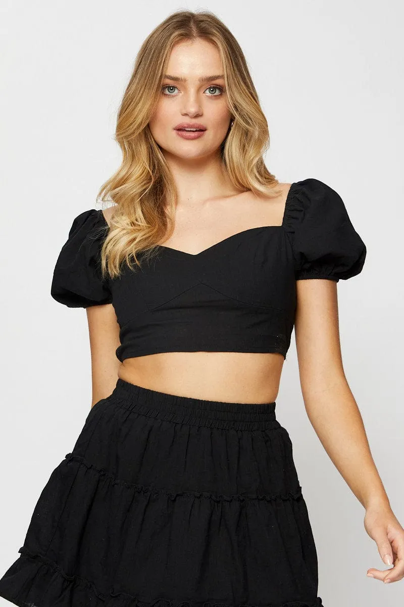 Black Crop Top Short Sleeve sold by Ally Fashion