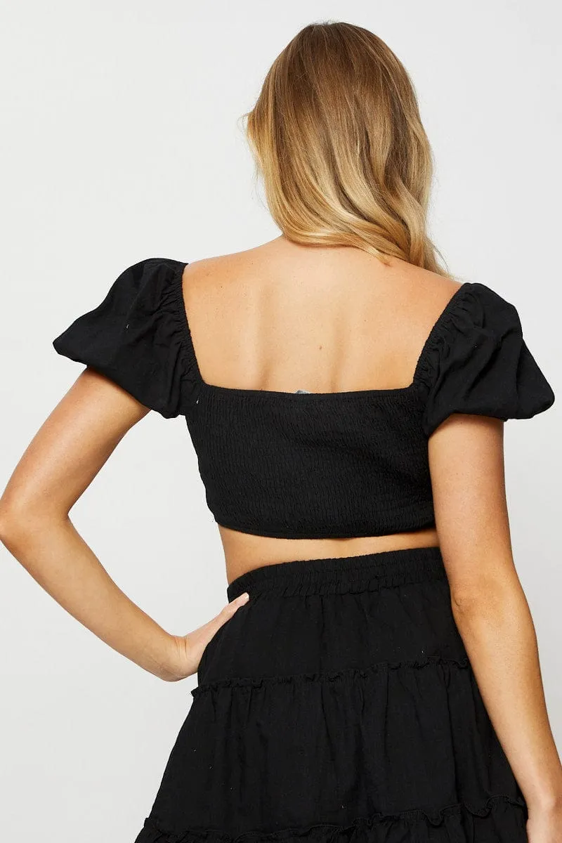 Black Crop Top Short Sleeve sold by Ally Fashion product image thumbnail 5