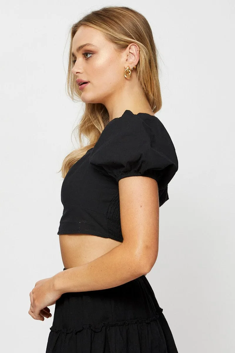 Black Crop Top Short Sleeve sold by Ally Fashion product image thumbnail 4