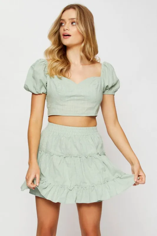 Green Crop Top Short Sleeve sold by Ally Fashion