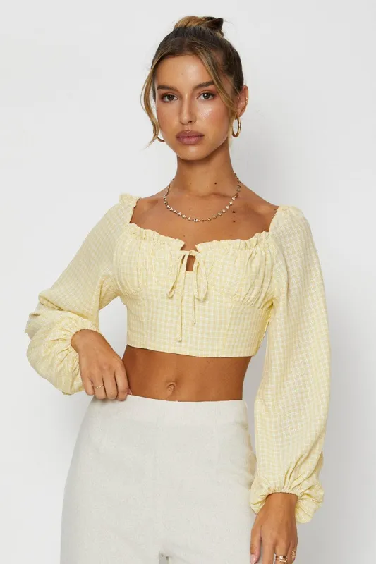 Check Crop Top Long Sleeve sold by Ally Fashion