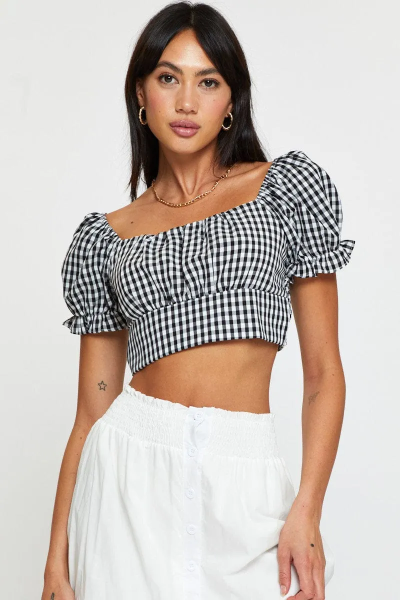 Check Crop Top Short Sleeve sold by Ally Fashion