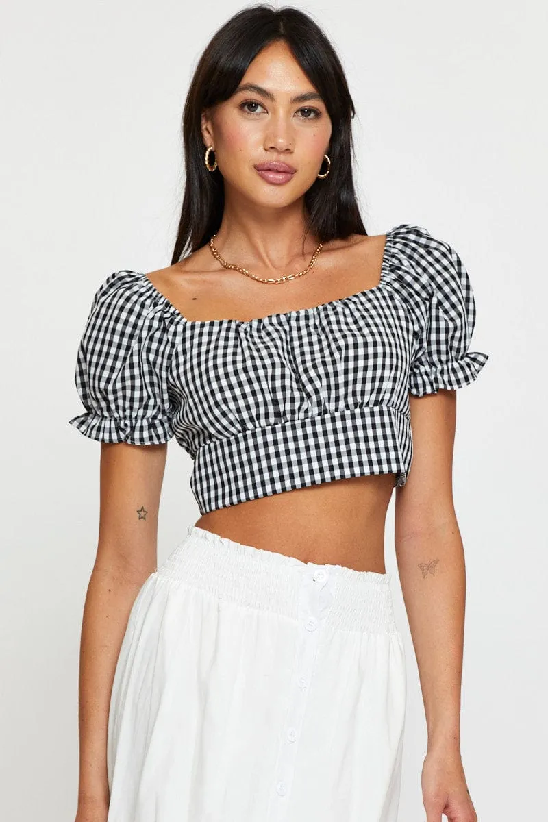 Check Crop Top Short Sleeve sold by Ally Fashion product image thumbnail 3