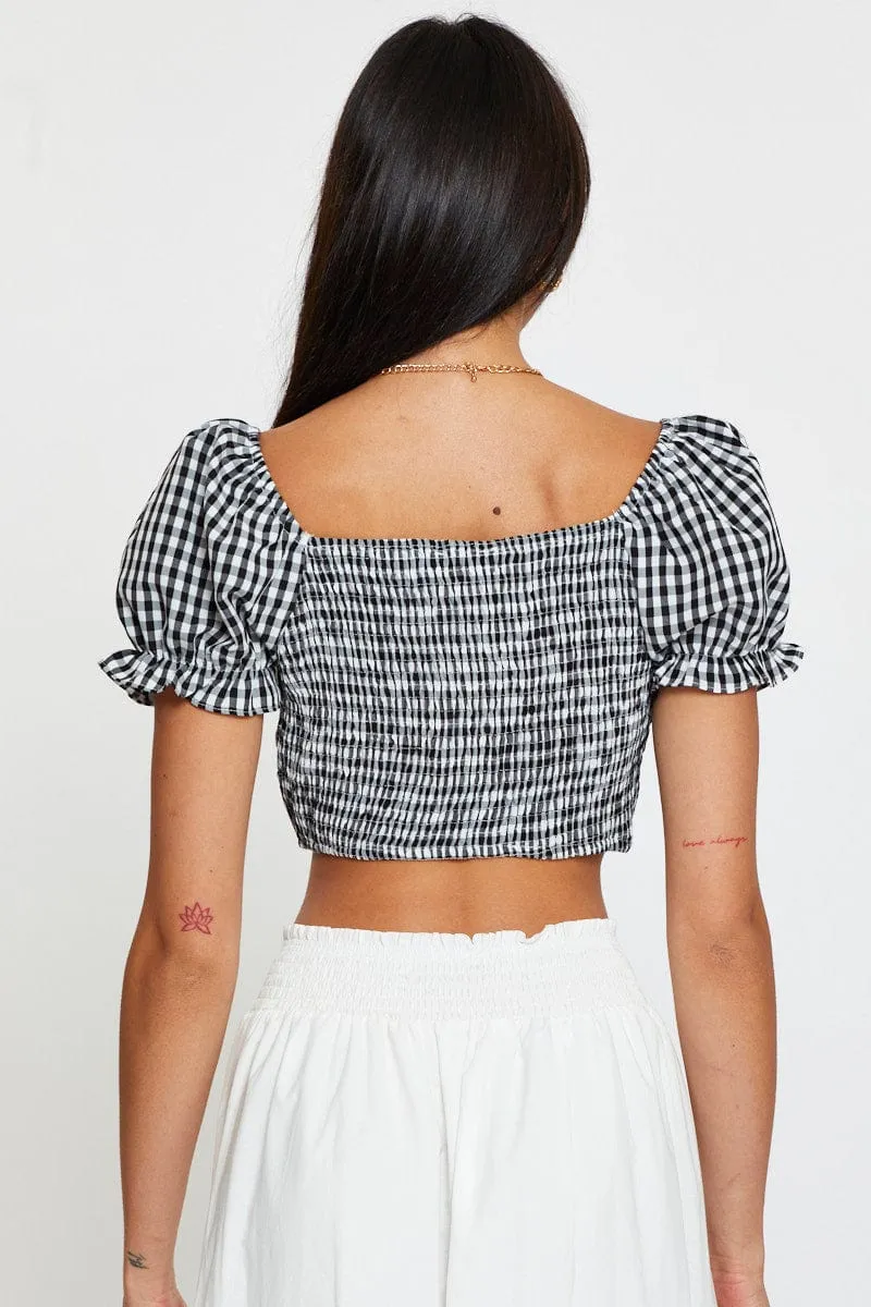 Check Crop Top Short Sleeve sold by Ally Fashion product image thumbnail 5
