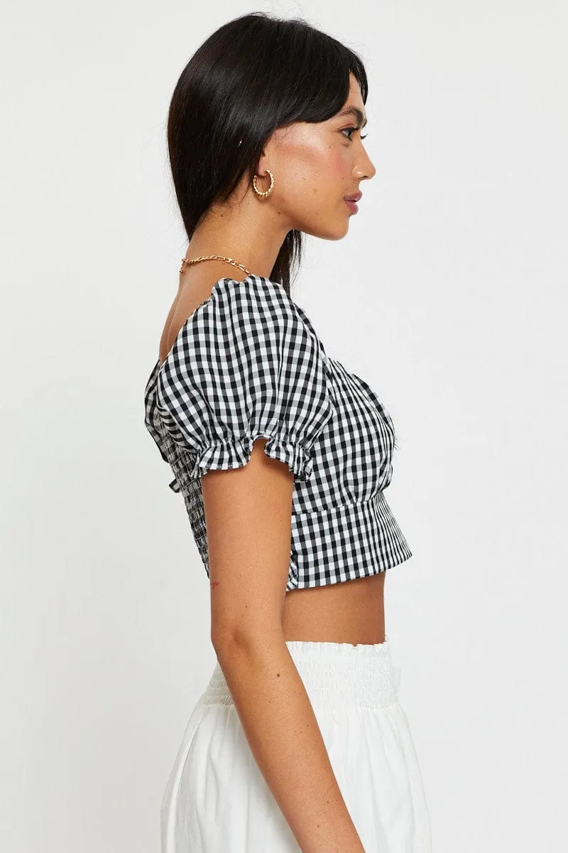 Check Crop Top Short Sleeve sold by Ally Fashion product image thumbnail 4