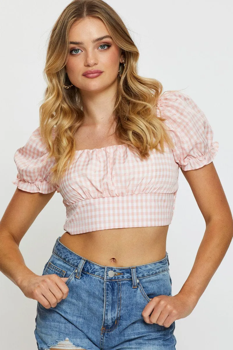 Check Crop Top Short Sleeve sold by Ally Fashion product image thumbnail 3