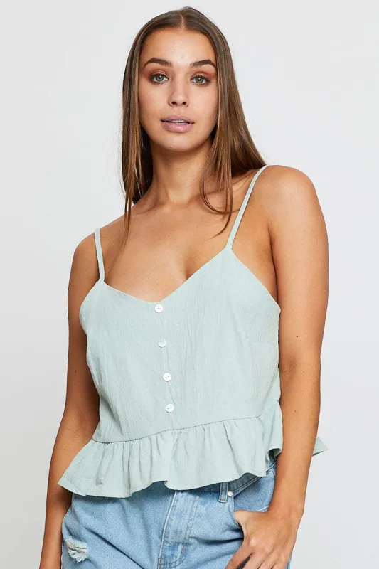 Green Peplum Top Sleeveless sold by Ally Fashion