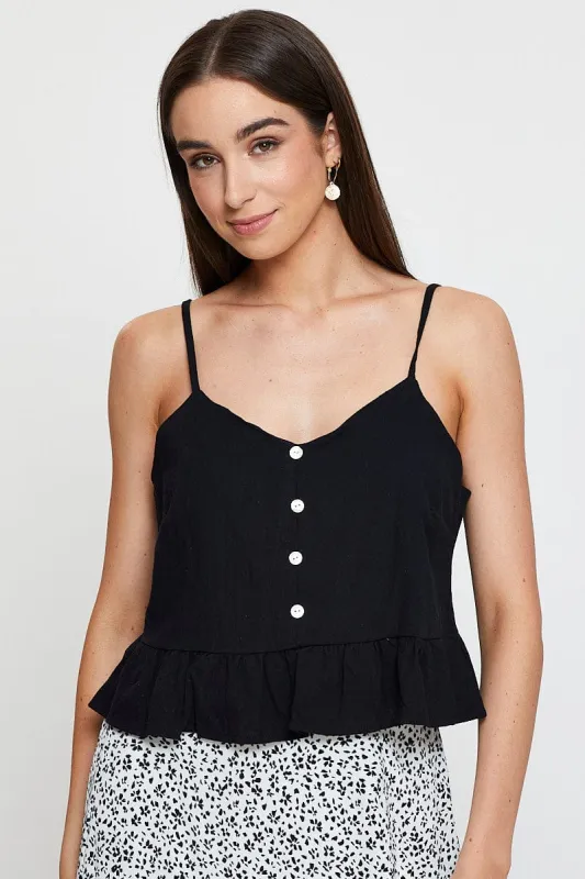Black Peplum Top Sleeveless sold by Ally Fashion