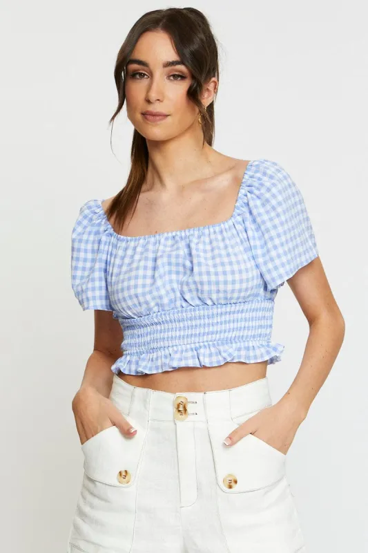 Check Crop Top Off Shoulder sold by Ally Fashion