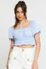 Check Crop Top Off Shoulder sold by Ally Fashion