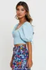 Blue Puff Sleeve Top Short Sleeve Crop sold by Ally Fashion