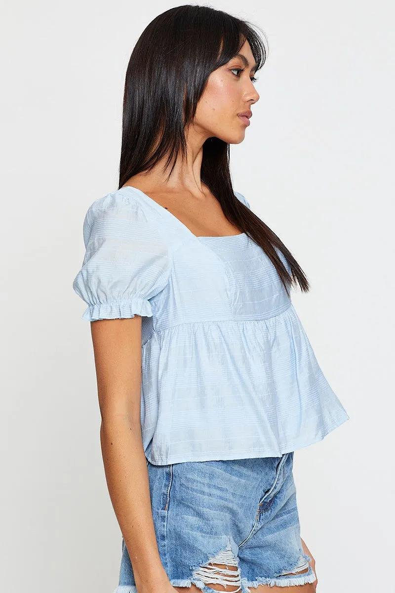 Blue Peplum Top Short Sleeve sold by Ally Fashion product image thumbnail 4