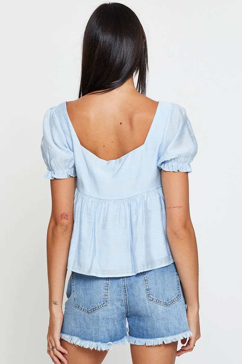 Blue Peplum Top Short Sleeve sold by Ally Fashion product image thumbnail 5