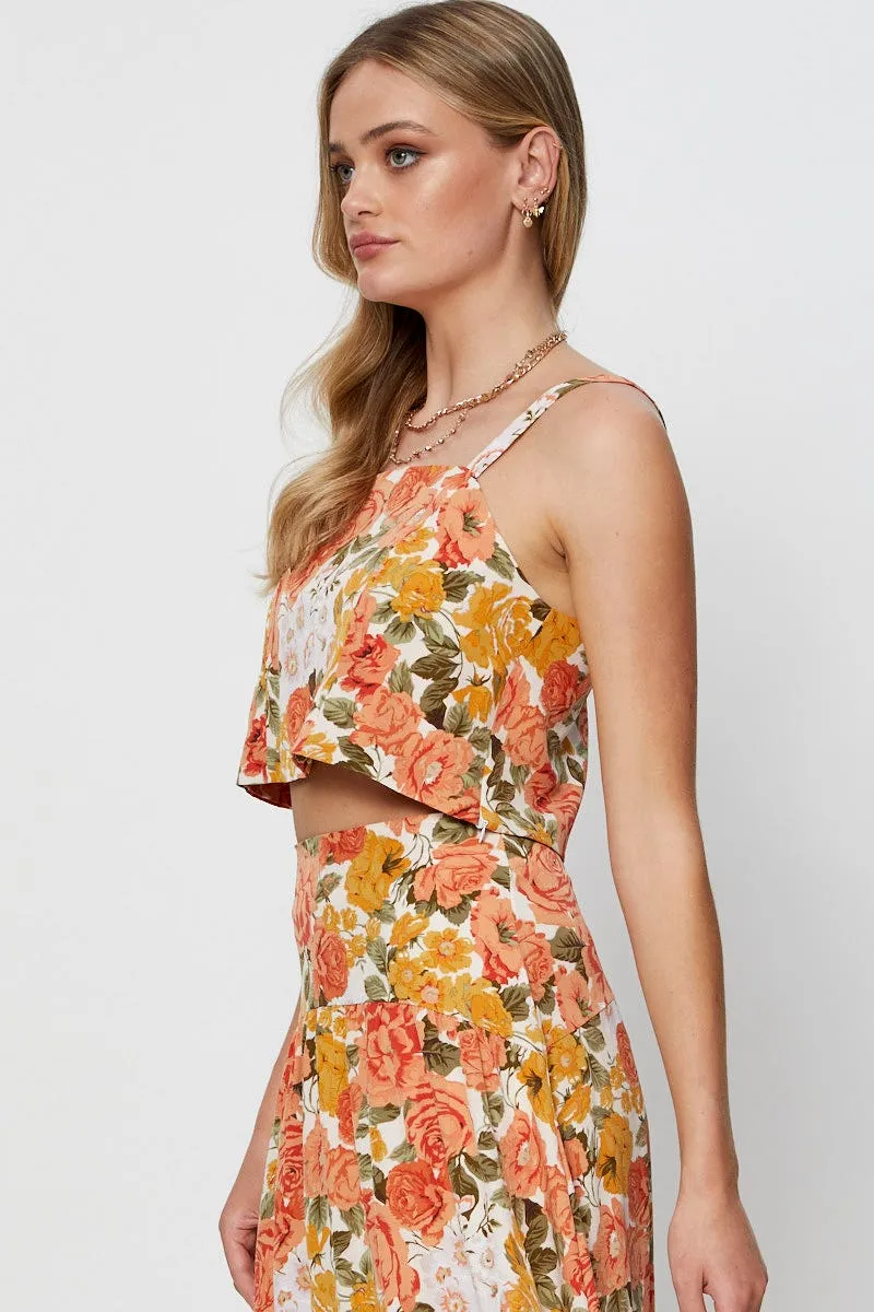 Floral Print Crop Top Sleeveless sold by Ally Fashion product image thumbnail 4