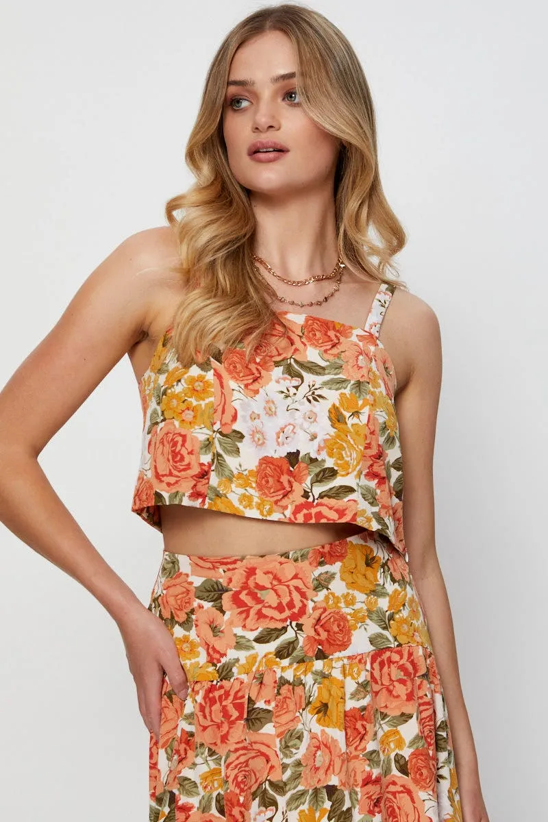 Floral Print Crop Top Sleeveless sold by Ally Fashion product image thumbnail 3