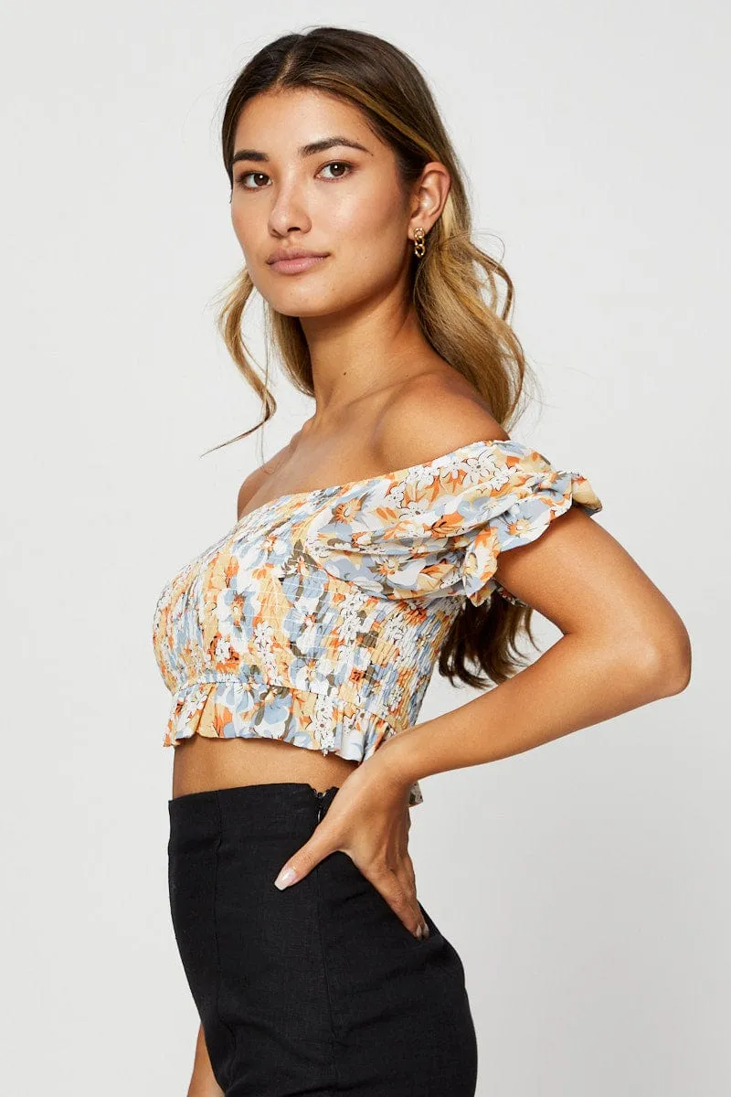 Print Crop Top Off Shoulder sold by Ally Fashion product image thumbnail 4