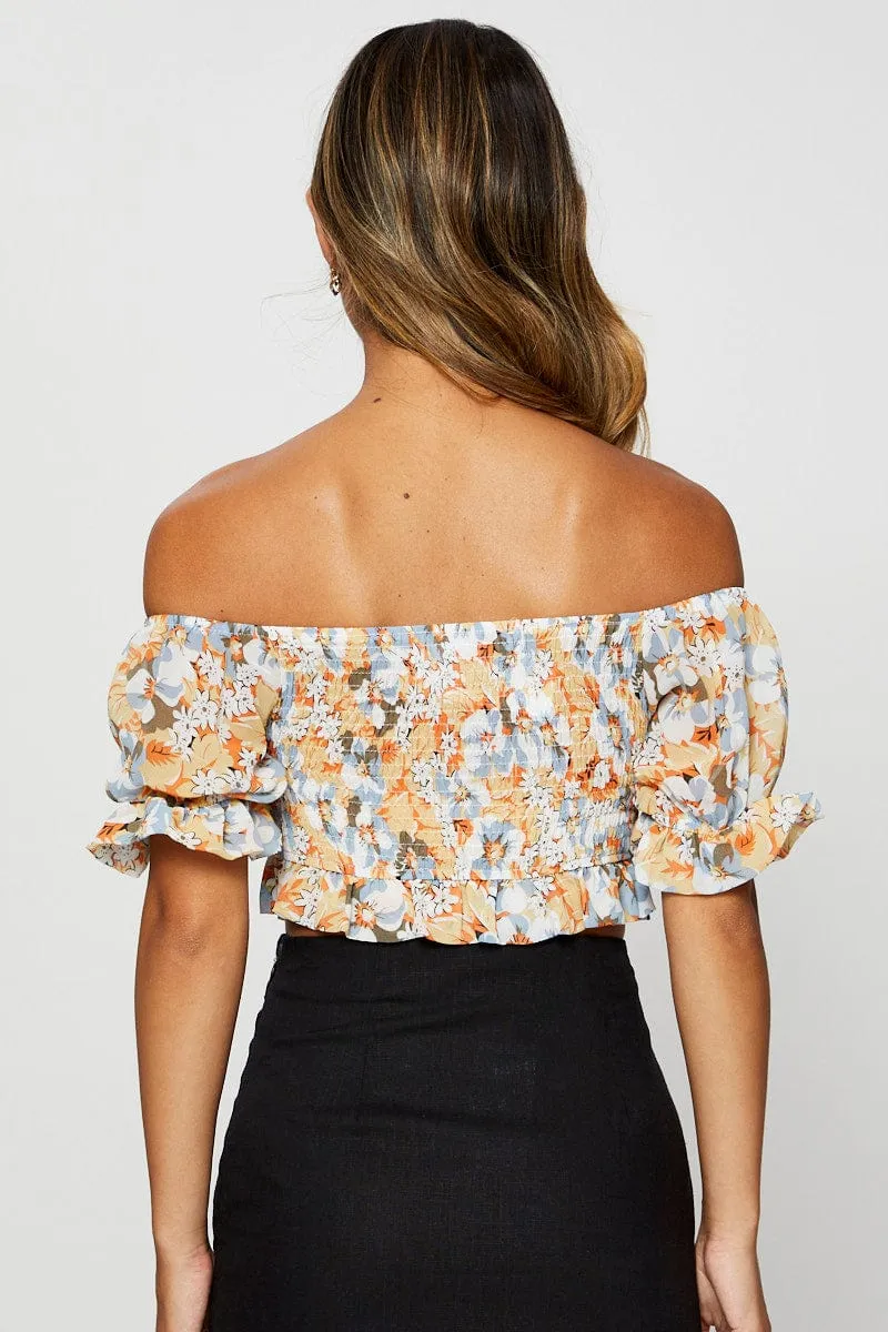 Print Crop Top Off Shoulder sold by Ally Fashion product image thumbnail 5