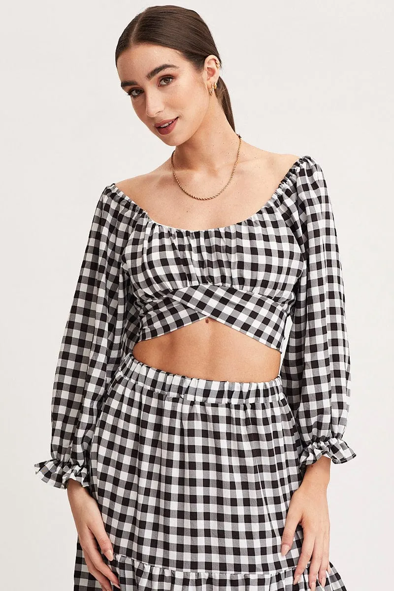 Check Crop Top Long Sleeve sold by Ally Fashion product image thumbnail 3