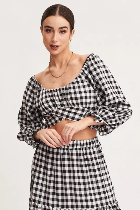 Check Crop Top Long Sleeve sold by Ally Fashion