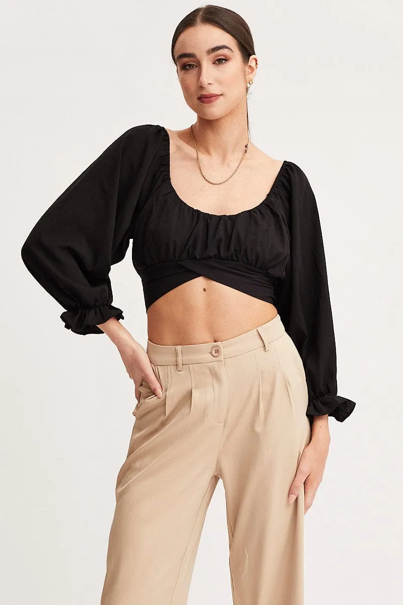 Black Crop Top Long Sleeve sold by Ally Fashion product image thumbnail 3