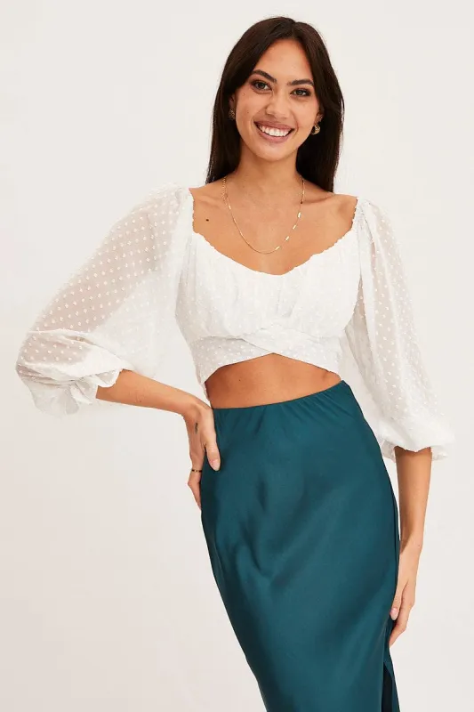 White Crop Top Long Sleeve sold by Ally Fashion