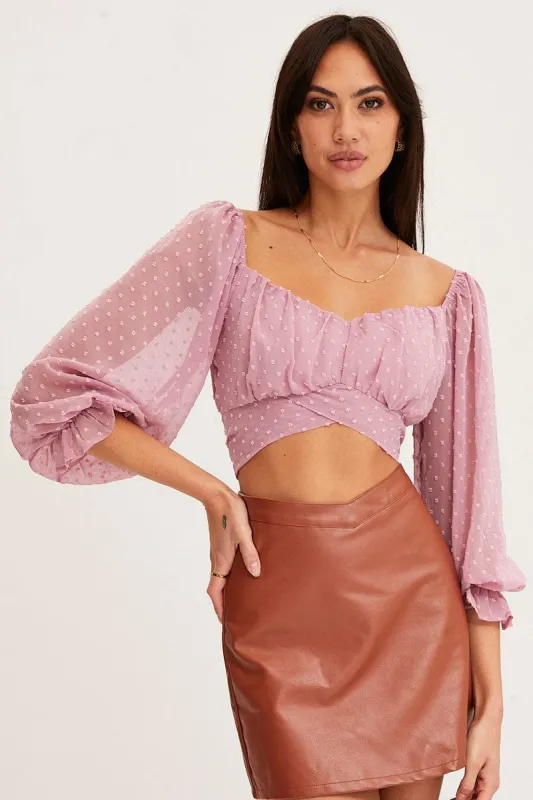 Pink Crop Top Long Sleeve sold by Ally Fashion