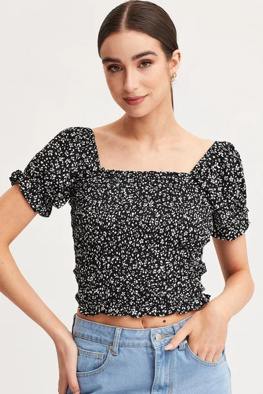 Print Crop Top Short Sleeve sold by Ally Fashion