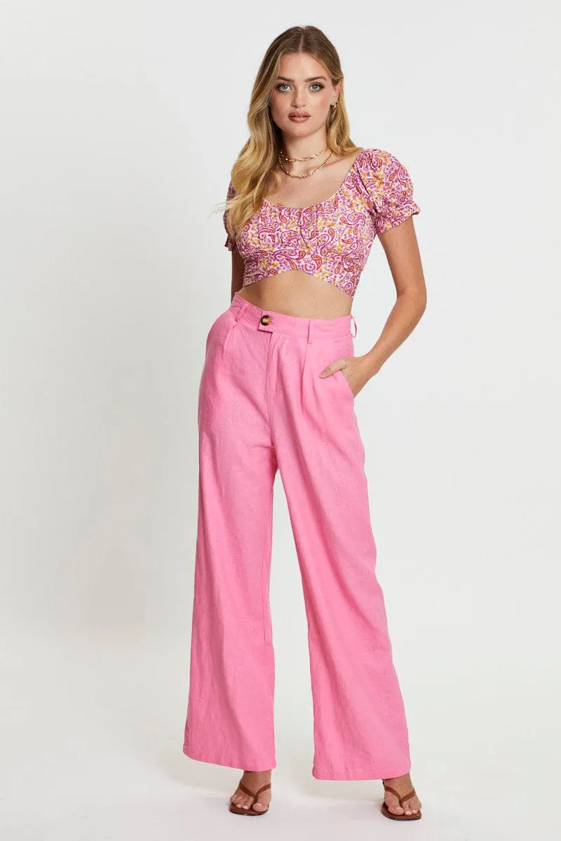 Print Puff Sleeve Top Short Sleeve Crop sold by Ally Fashion product image thumbnail 3