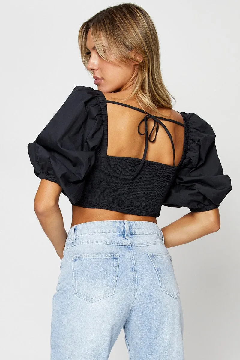 Black Crop Top Short Sleeve sold by Ally Fashion product image thumbnail 5
