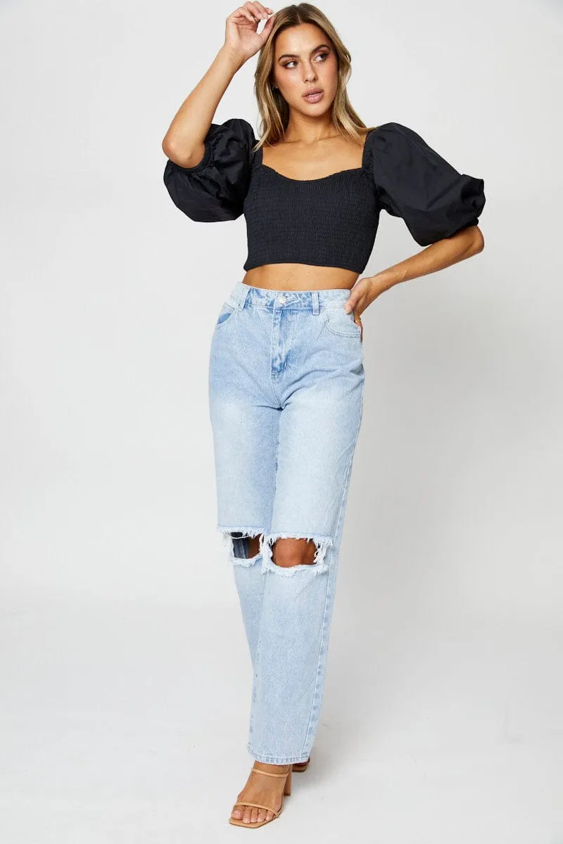 Black Crop Top Short Sleeve sold by Ally Fashion product image thumbnail 3
