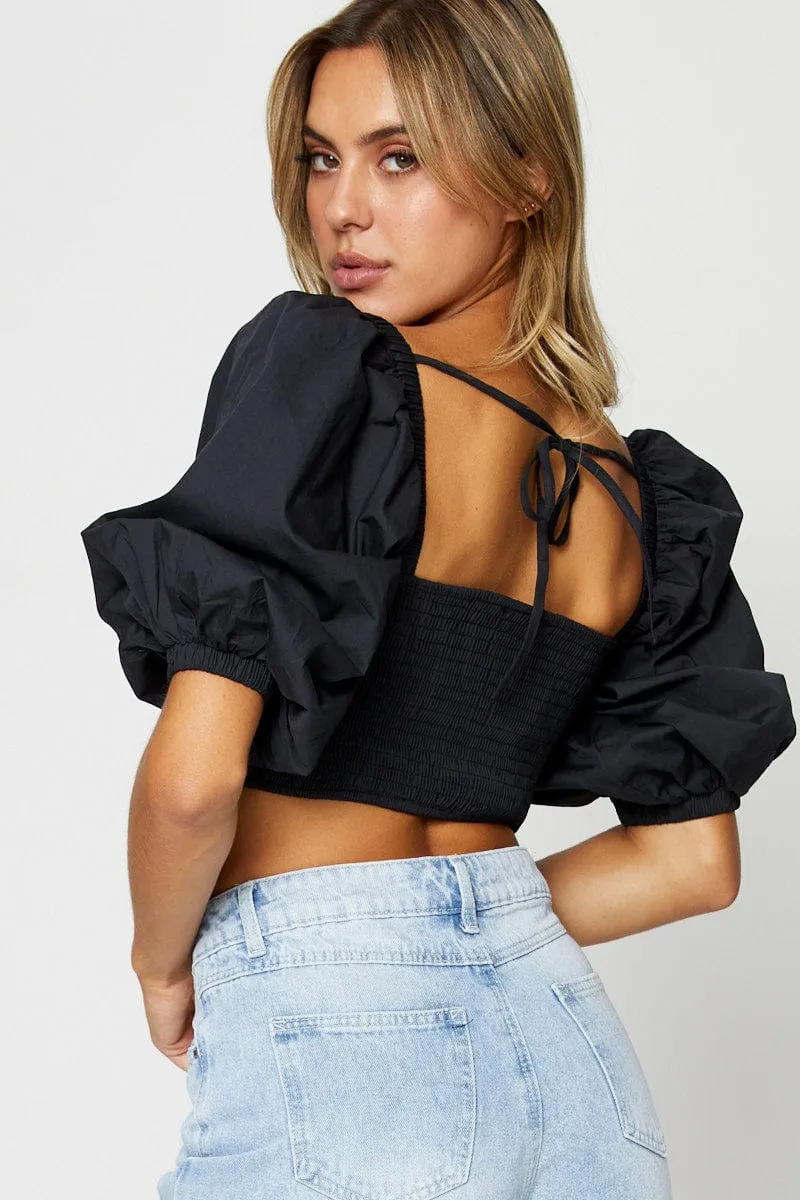 Black Crop Top Short Sleeve sold by Ally Fashion product image thumbnail 2
