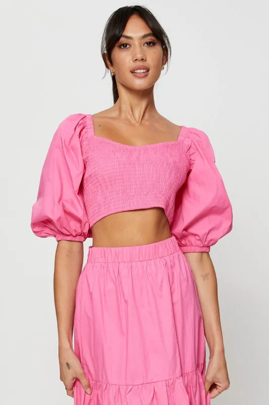 Pink Crop Top Short Sleeve sold by Ally Fashion