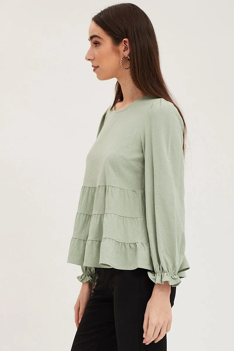 Green Smock Top Long Sleeve sold by Ally Fashion product image thumbnail 4