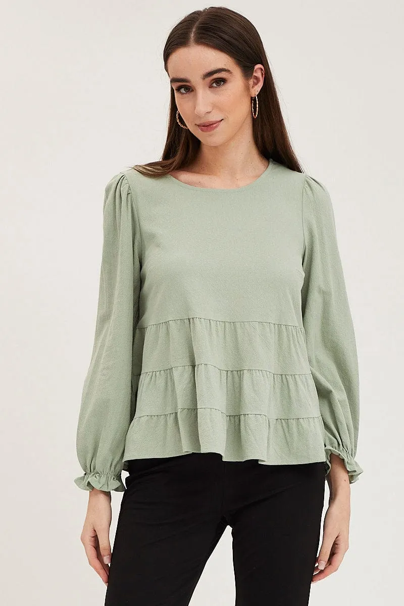 Green Smock Top Long Sleeve sold by Ally Fashion product image thumbnail 3
