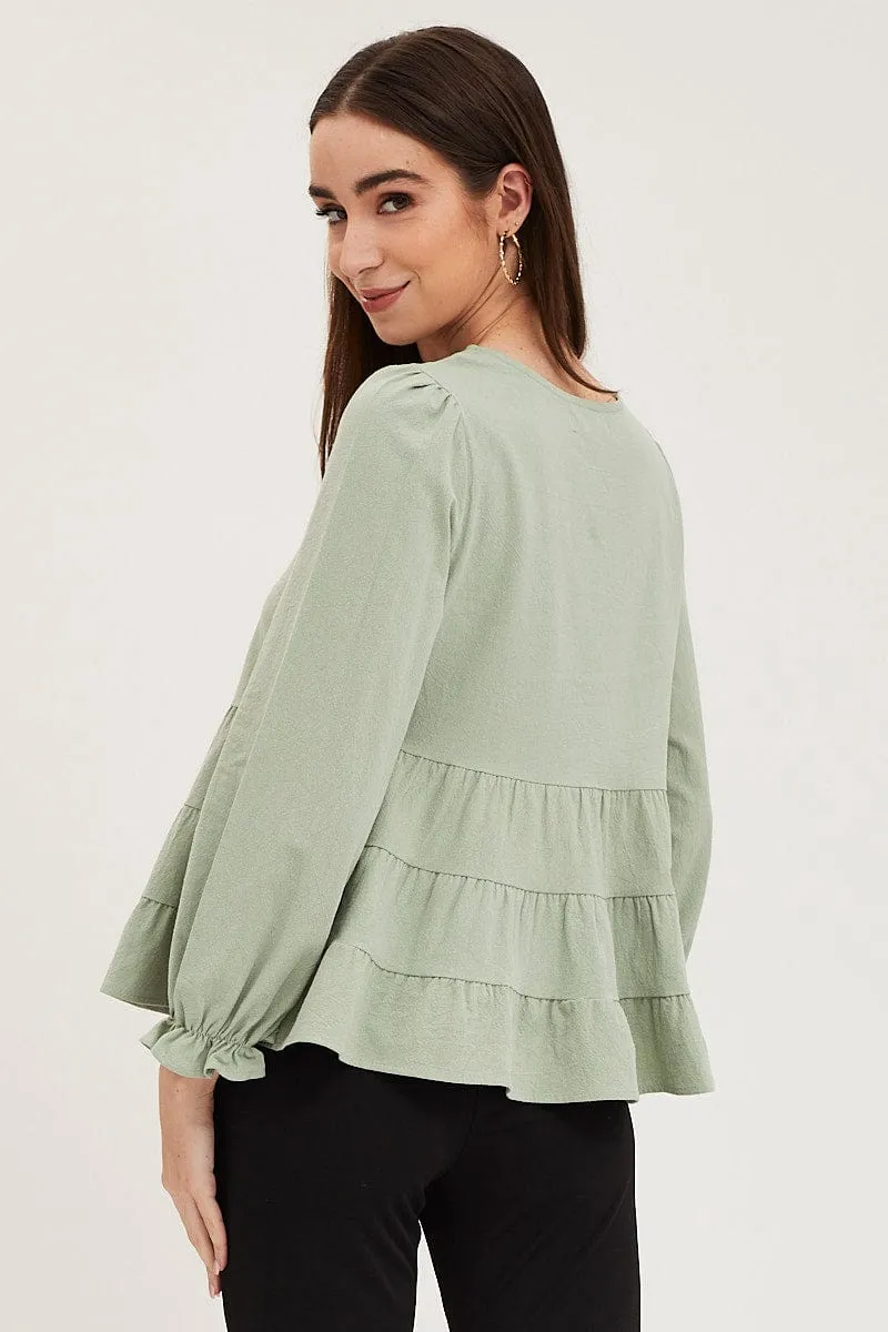 Green Smock Top Long Sleeve sold by Ally Fashion product image thumbnail 5