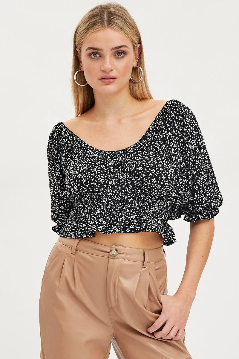 Print Crop Top Short Sleeve sold by Ally Fashion