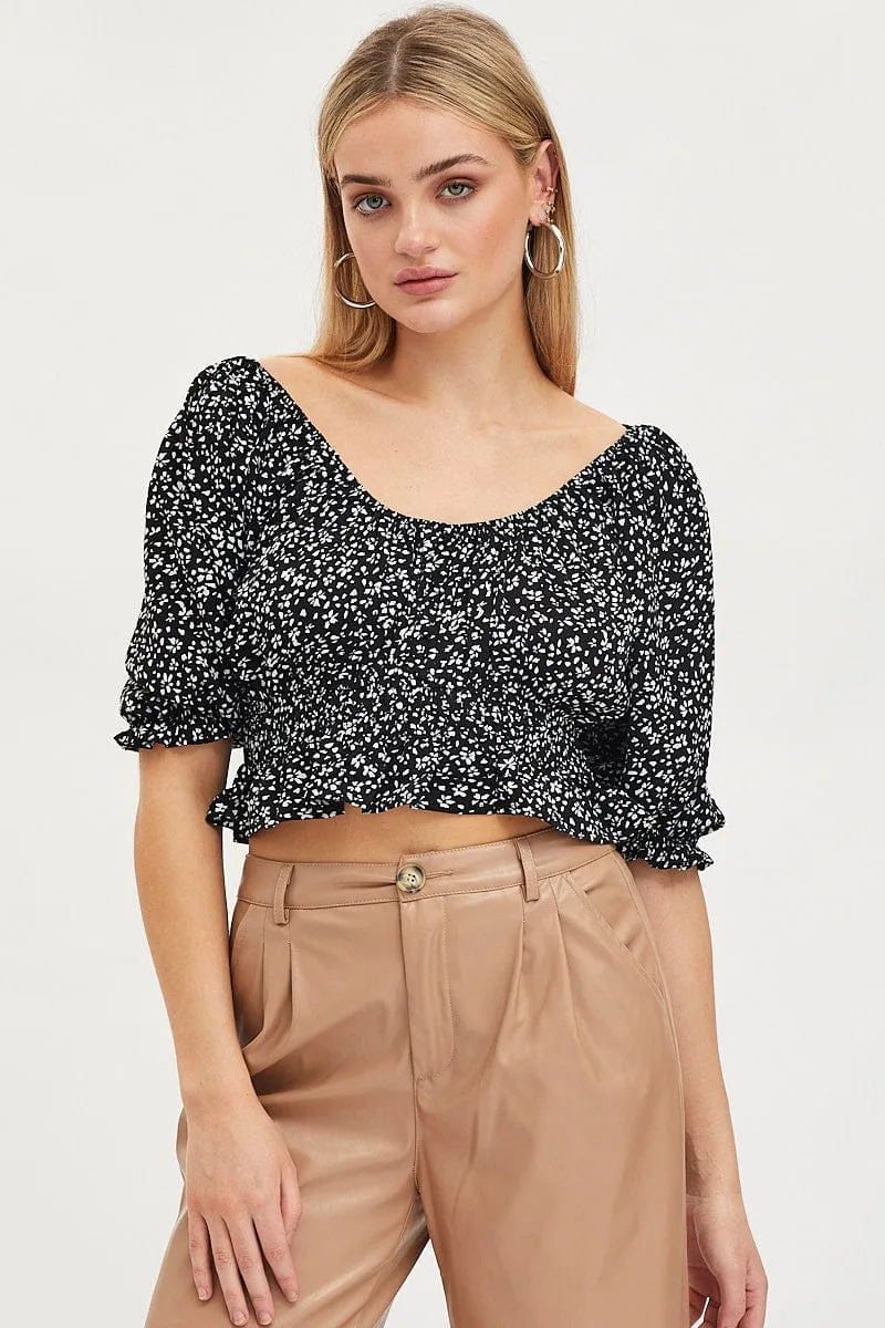 Print Crop Top Short Sleeve sold by Ally Fashion product image thumbnail 3