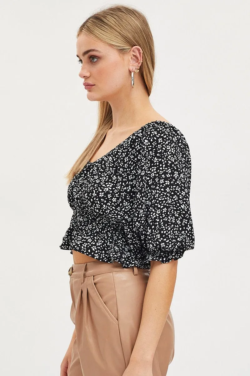 Print Crop Top Short Sleeve sold by Ally Fashion product image thumbnail 4