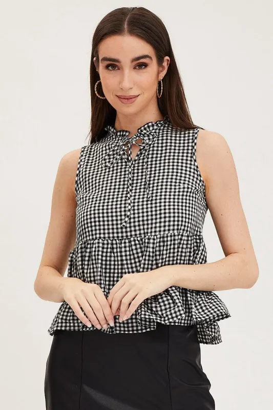 Check Gingham Wrap Top sold by Ally Fashion