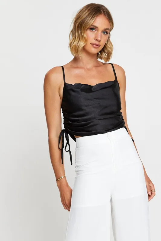 Black Cami Top Sleeveless Cowl Neck sold by Ally Fashion
