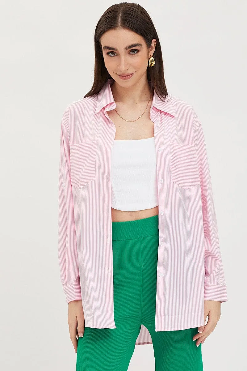 Stripe Oversized Shirts Long Sleeve Collared sold by Ally Fashion product image thumbnail 3