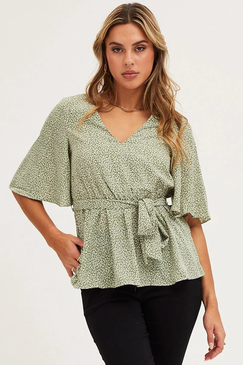 Geo Print Bell Sleeve Top sold by Ally Fashion product image thumbnail 3