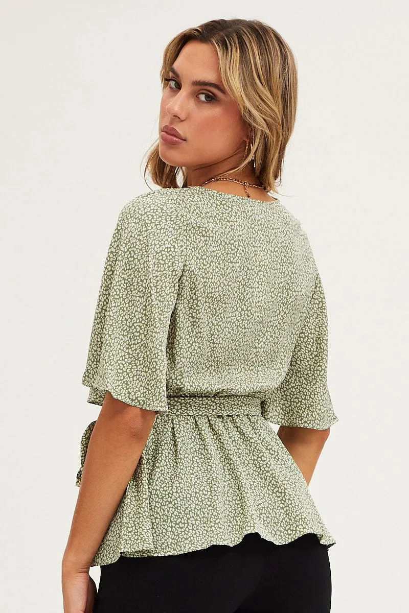 Geo Print Bell Sleeve Top sold by Ally Fashion product image thumbnail 5