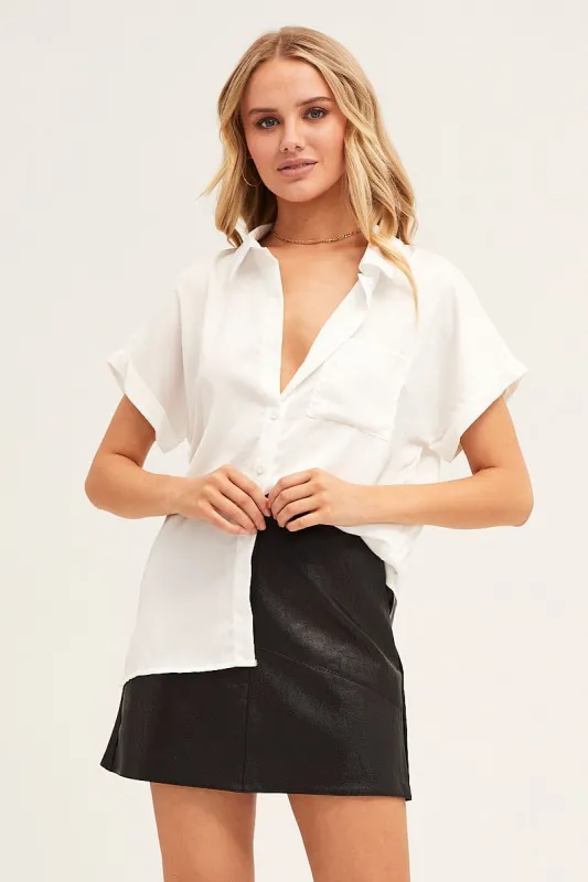 White Short Sleeve Button Shirt sold by Ally Fashion