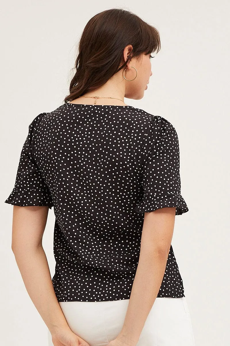 Geo Print Button Up Top Short Sleeve sold by Ally Fashion product image thumbnail 4