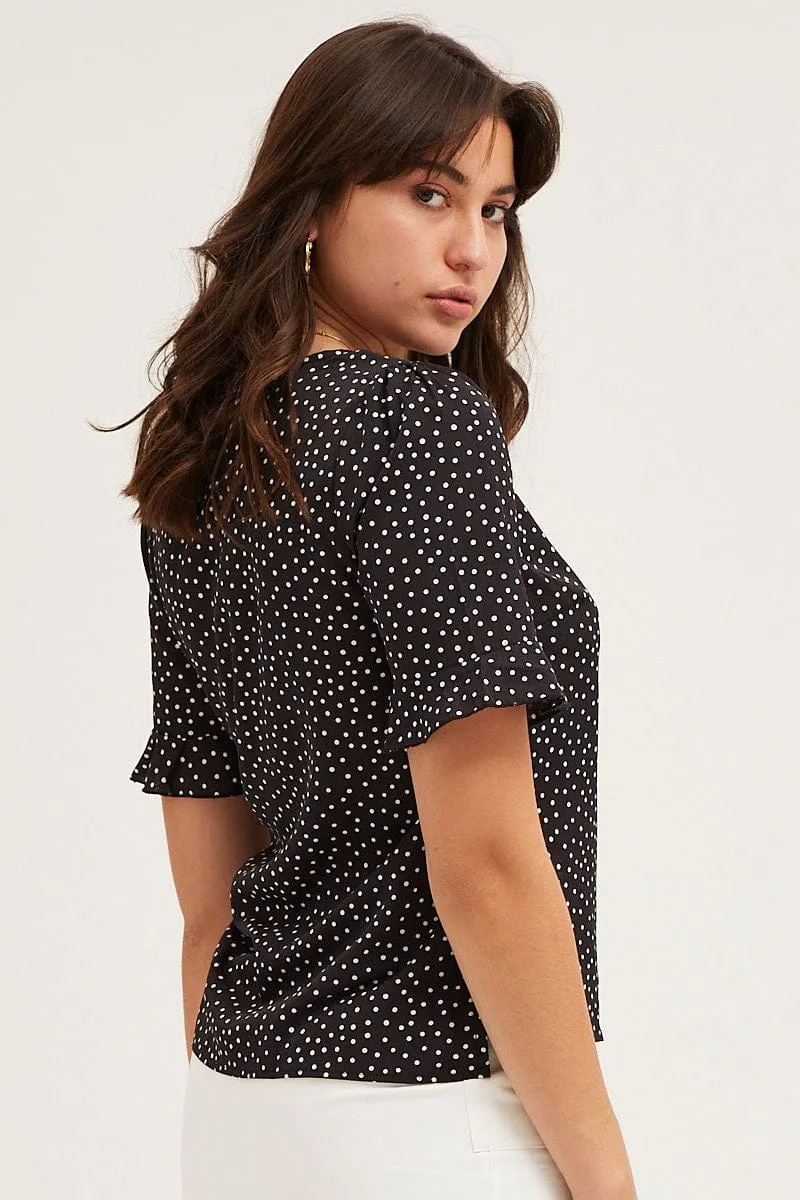 Geo Print Button Up Top Short Sleeve sold by Ally Fashion product image thumbnail 3