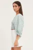 Check Shirred Top Three-Quarter Crop sold by Ally Fashion